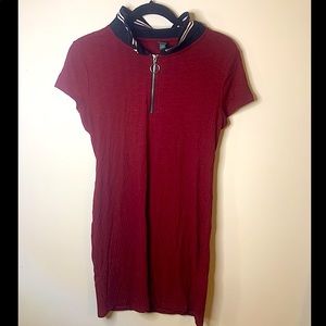 WINE RED BODY CON DRESS